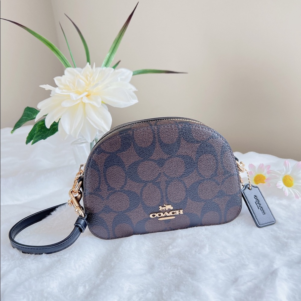 Coach Mini Serena Crossbody In Signature Canvas Gem